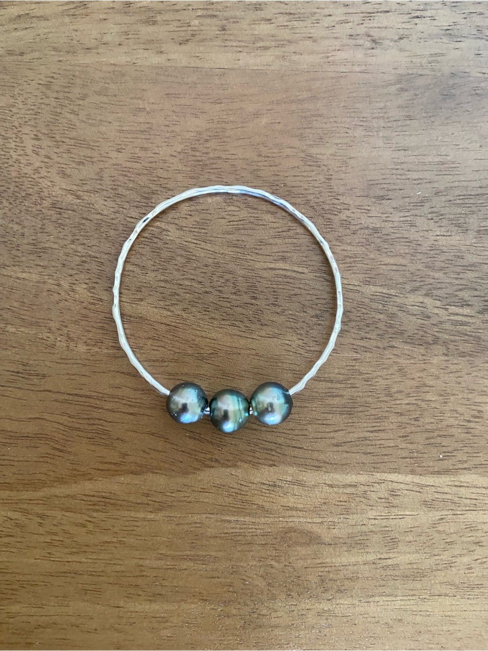 Misha Hawaii Sterling Silver Bangle Set with Tahitian Pearl - 7 Inch - Picture 3 of 5
